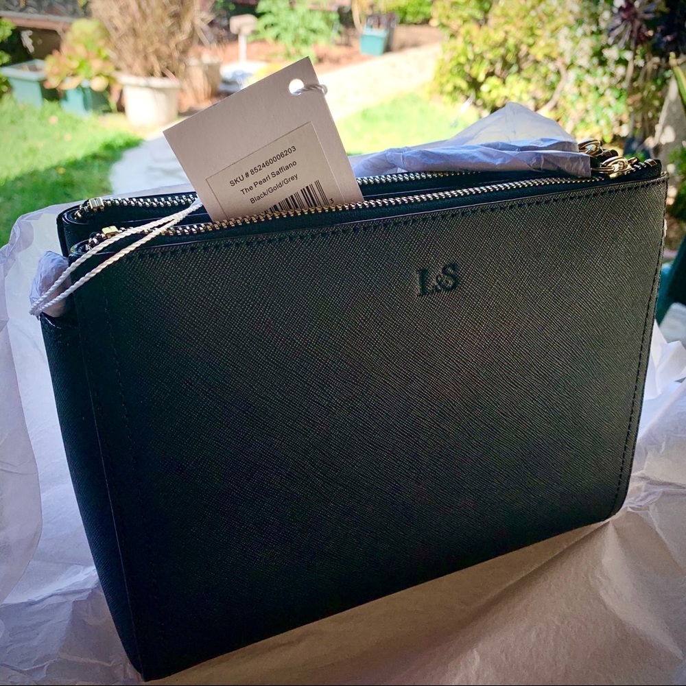 🆕 Lo&Sons Pearl 3in1 Purse Black Saffiano Leather